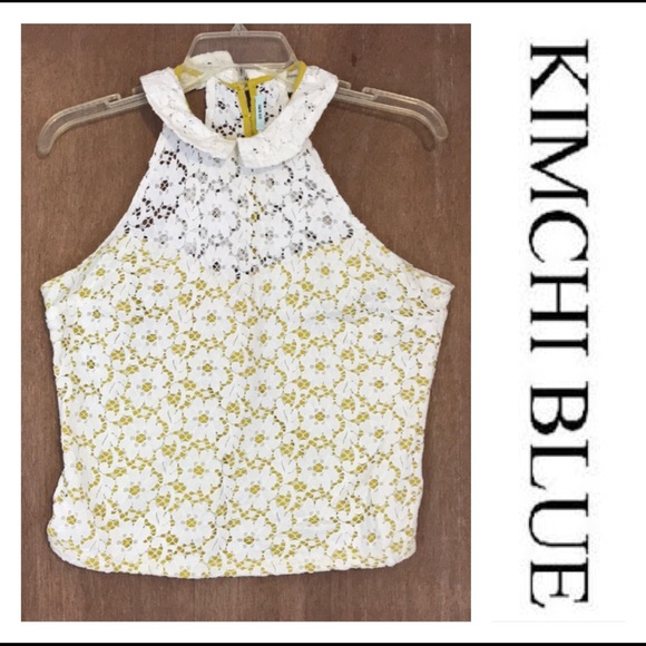 Kimchi Blue Tops - 💙 Kimchi Blue Lace Mustard Yellow Halter Top